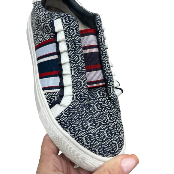 Tory Burch Sport Gemini Leather Jacquard Ruffle Slip on Women's Sneakers sz 7.5 - Picture 5 of 9